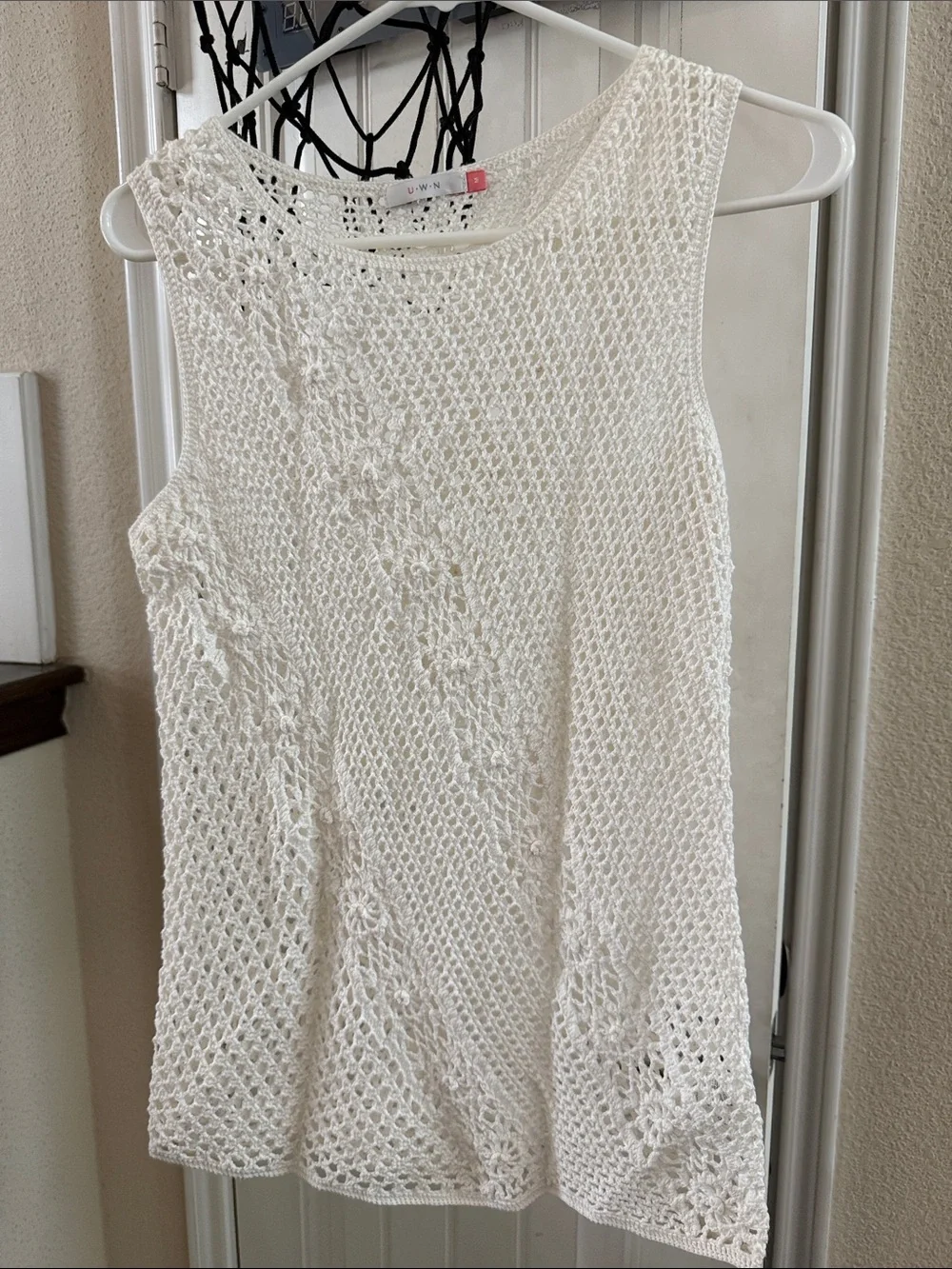 White Crochet Swim Coverup Tank